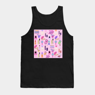 Pink Beauty Makeup Cosmetics Pattern Tank Top